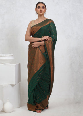 Green Georgette Saree With Blouse Piece - Indian Silk House Agencies