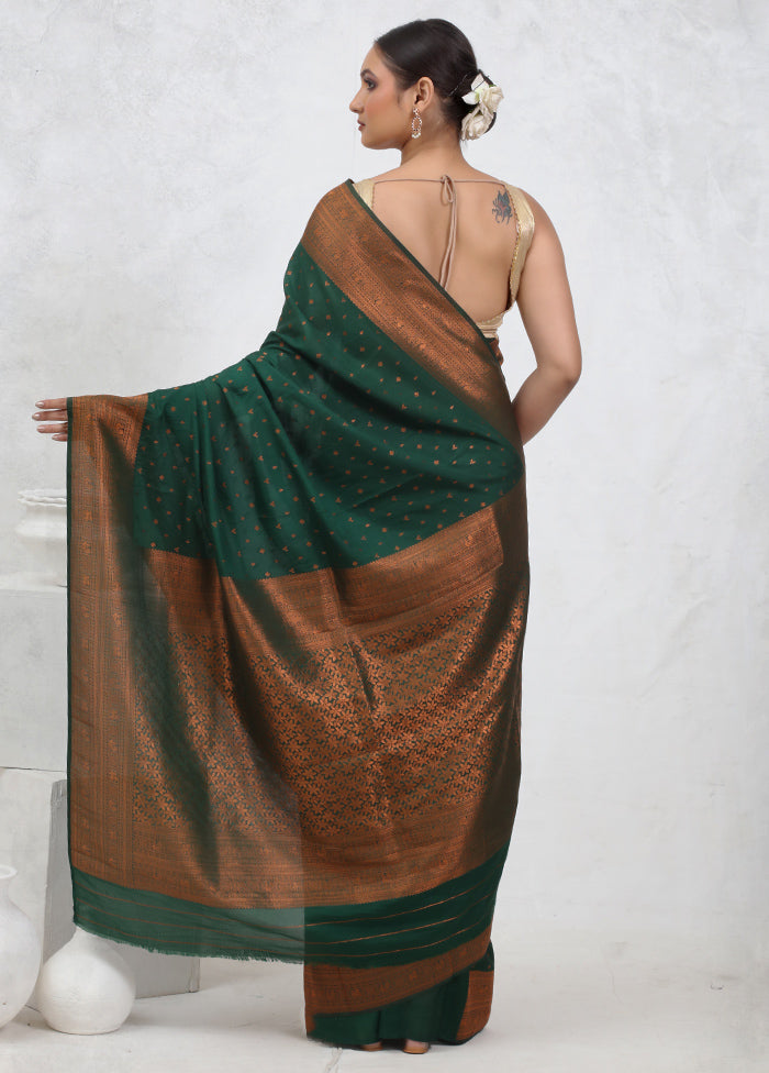 Green Georgette Saree With Blouse Piece - Indian Silk House Agencies