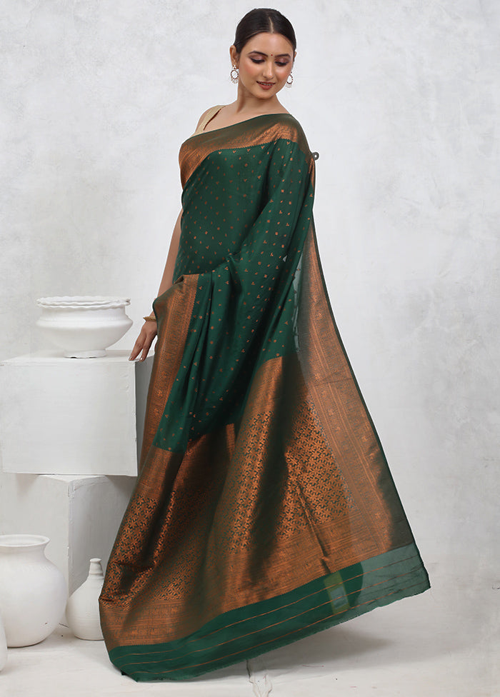 Green Georgette Saree With Blouse Piece - Indian Silk House Agencies