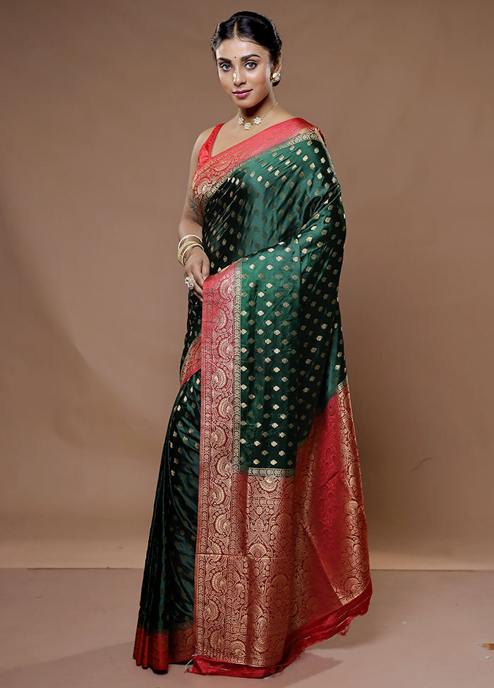 Green Dupion Silk Saree With Blouse Piece - Indian Silk House Agencies