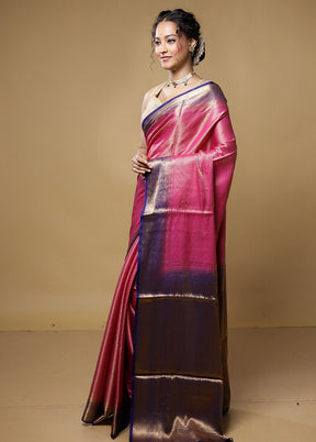 Pink Dupion Silk Saree With Blouse Piece