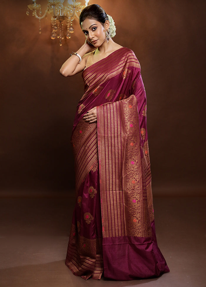 Pink Dupion Silk Saree With Blouse Piece