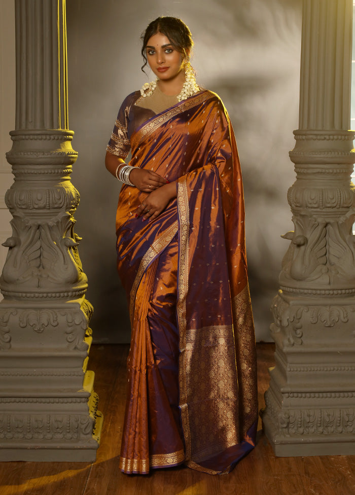 Orange Katan Silk Saree With Blouse Piece - Indian Silk House Agencies