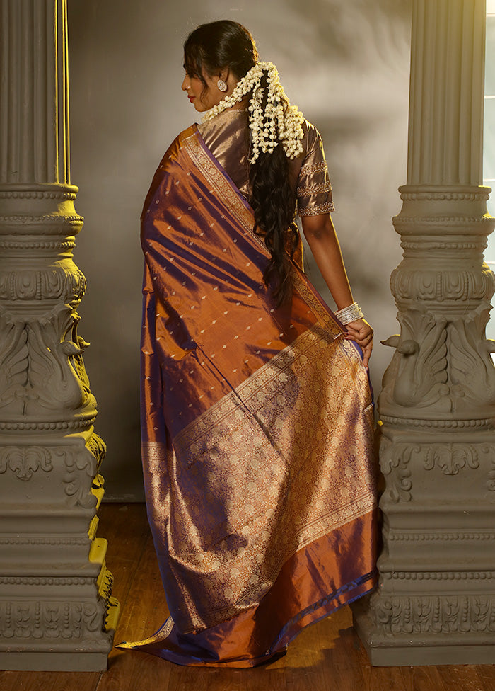 Orange Katan Silk Saree With Blouse Piece - Indian Silk House Agencies