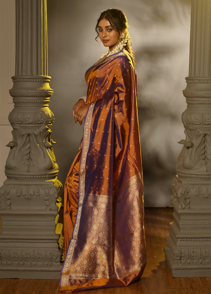 Orange Katan Silk Saree With Blouse Piece - Indian Silk House Agencies