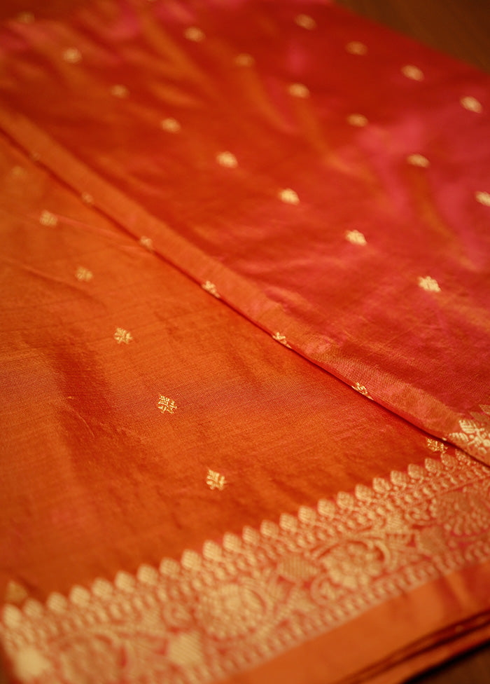 Orange Katan Silk Saree With Blouse Piece