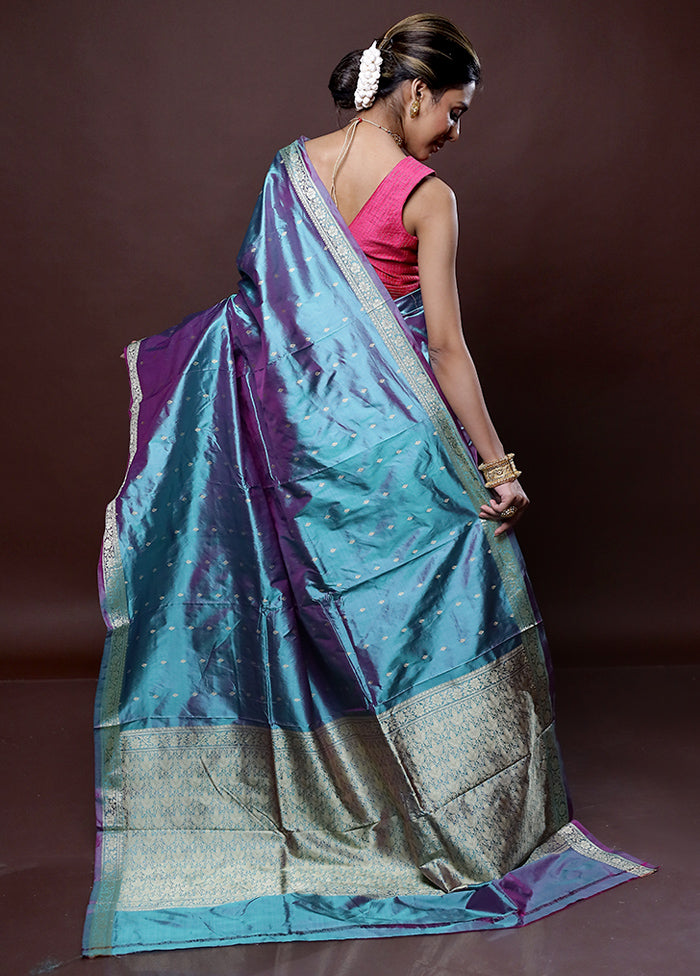 Green Katan Silk Saree Without Blouse Piece - Indian Silk House Agencies