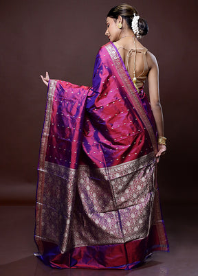 Pink Katan Silk Saree Without Blouse Piece - Indian Silk House Agencies