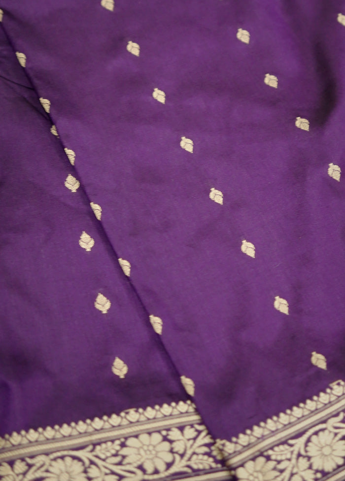 Purple Katan Silk Saree Without Blouse Piece - Indian Silk House Agencies
