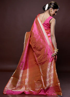 Pink Katan Silk Saree Without Blouse Piece - Indian Silk House Agencies