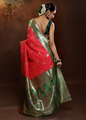 Pink Dupion Silk Saree With Blouse Piece