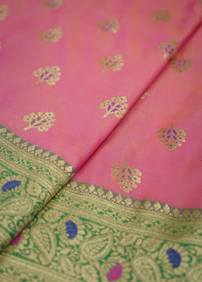 Pink Dupion Silk Saree With Blouse Piece