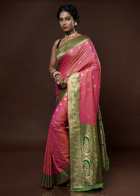 Pink Dupion Silk Saree With Blouse Piece