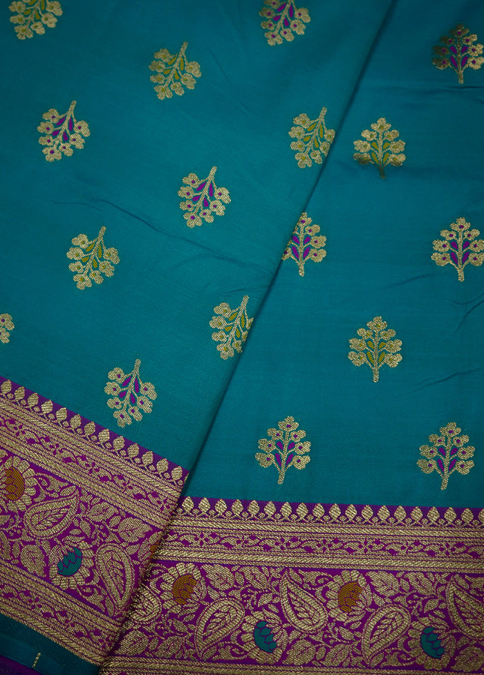 Green Dupion Silk Saree With Blouse Piece - Indian Silk House Agencies