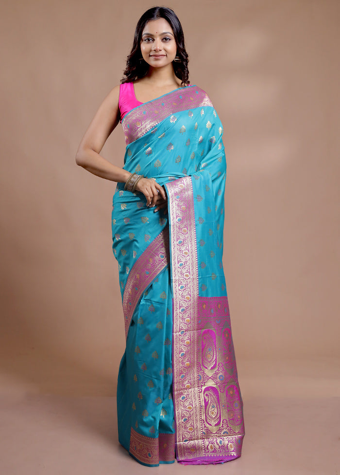 Green Dupion Silk Saree With Blouse Piece - Indian Silk House Agencies