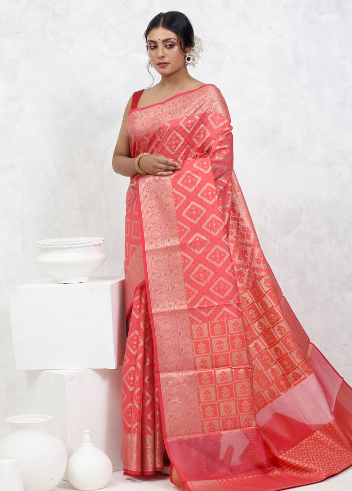 Pink Kota Cotton Saree With Blouse Piece - Indian Silk House Agencies