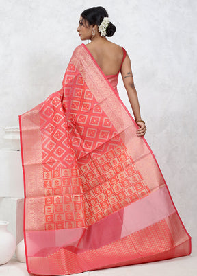 Pink Kota Cotton Saree With Blouse Piece