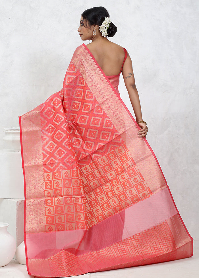 Pink Kota Cotton Saree With Blouse Piece