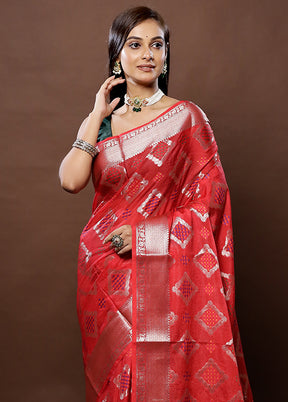 Pink Dupion Silk Saree With Blouse Piece