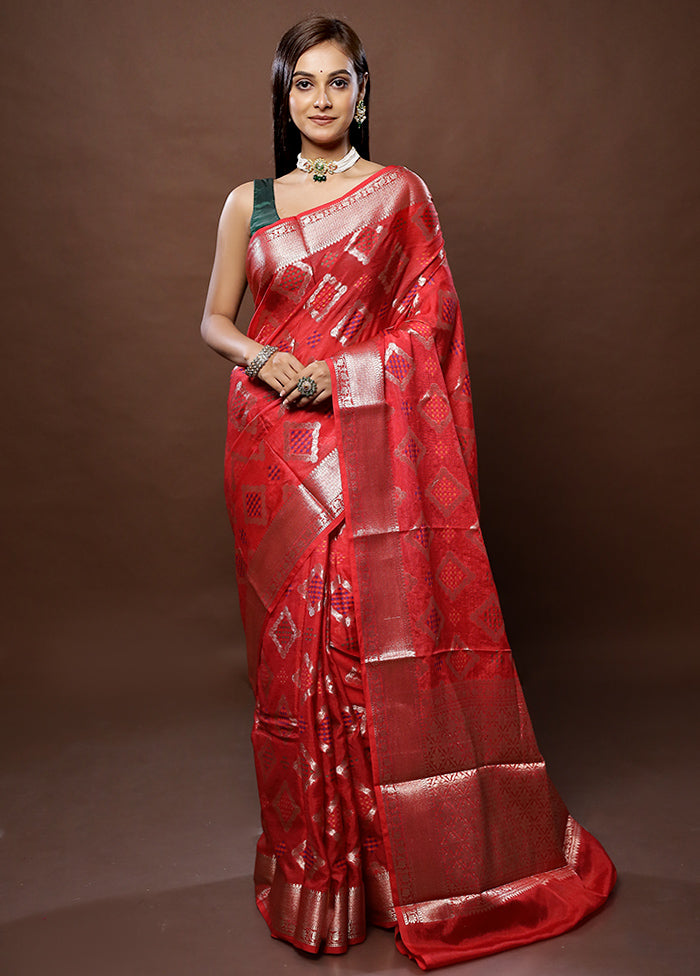 Pink Dupion Silk Saree With Blouse Piece