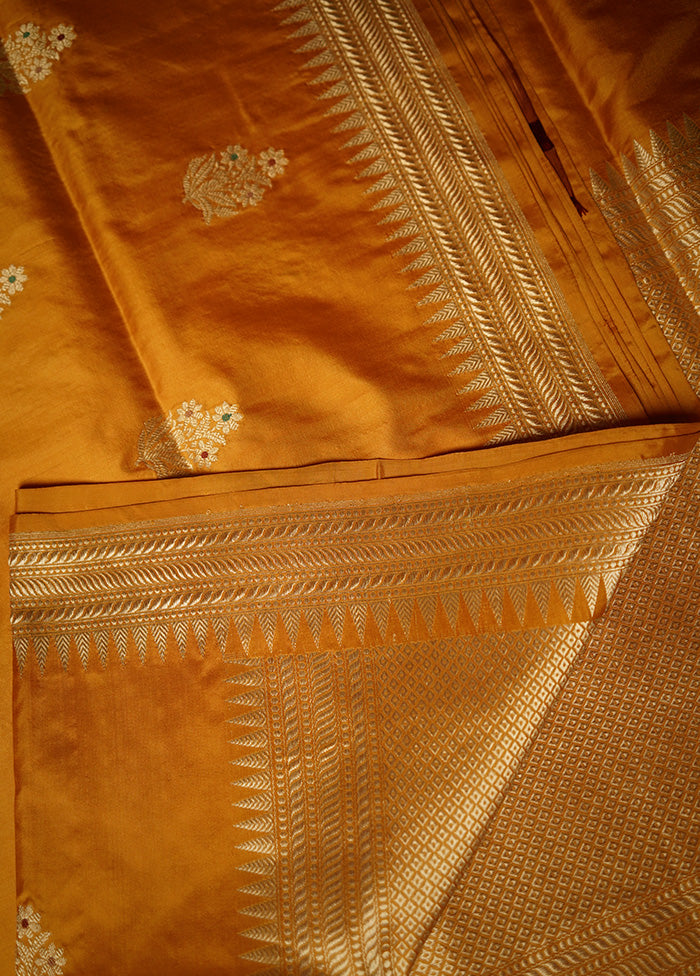 Yellow Katan Pure Silk Saree With Blouse Piece - Indian Silk House Agencies
