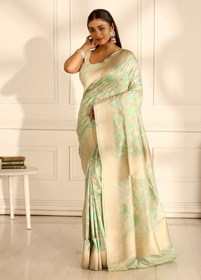 Green Katan Pure Silk Saree With Blouse Piece