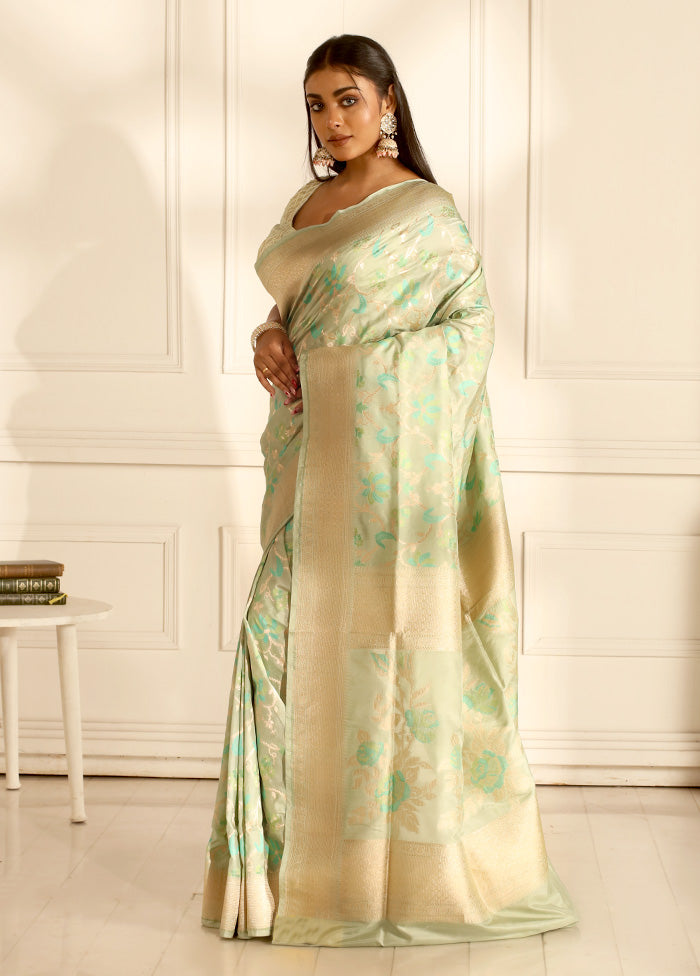 Green Katan Pure Silk Saree With Blouse Piece