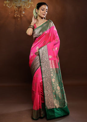 Pink Katan Silk Saree With Blouse Piece - Indian Silk House Agencies