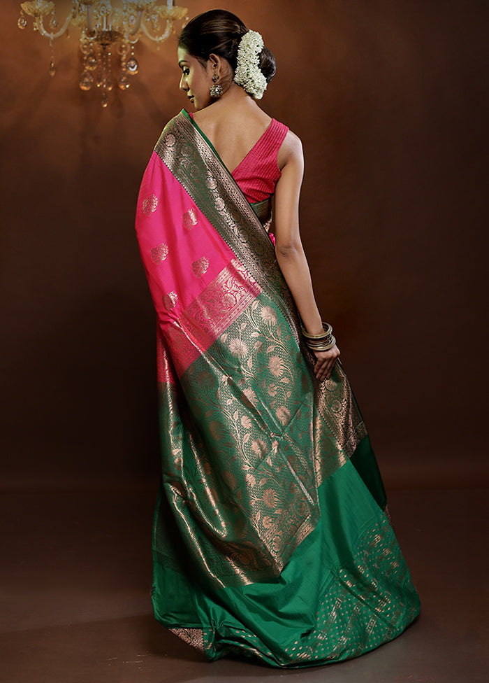 Pink Katan Silk Saree With Blouse Piece - Indian Silk House Agencies