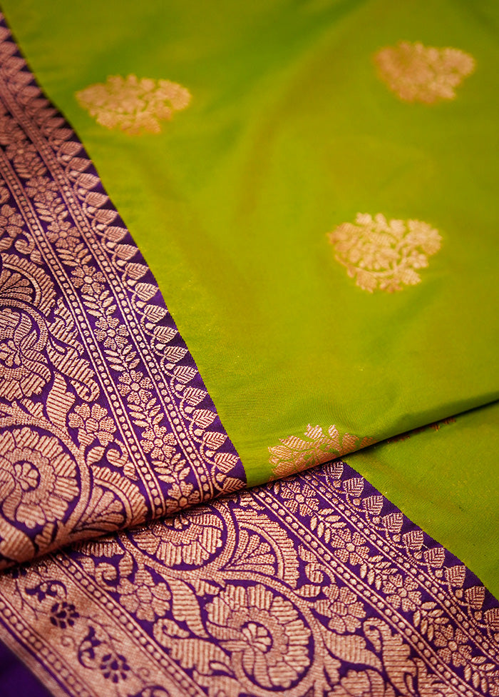 Green Katan Silk Saree Without Blouse Piece - Indian Silk House Agencies