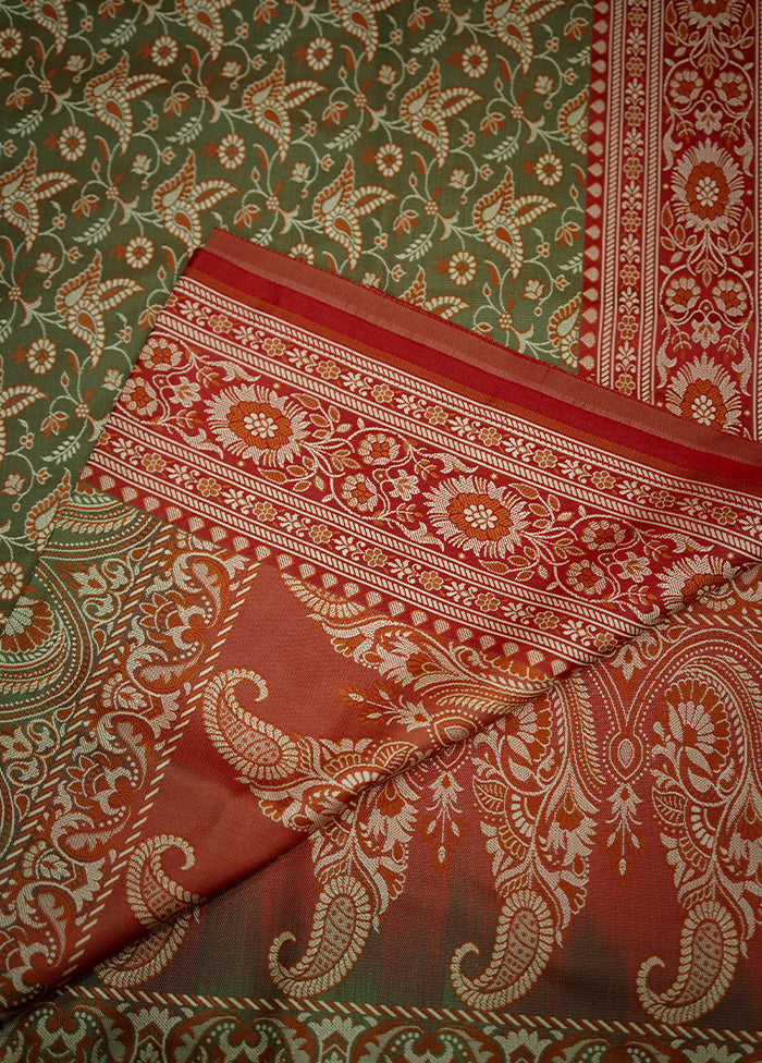 Green Jamewar Banarasi Silk Saree With Blouse Piece - Indian Silk House Agencies