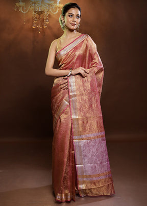 Orange Crushed Tissue Silk Saree With Blouse Piece - Indian Silk House Agencies