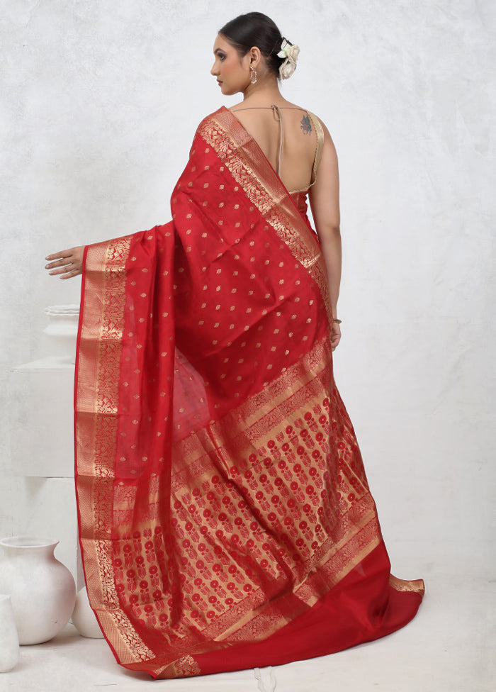 Red Kanjivaram Pure Silk Saree With Blouse Piece