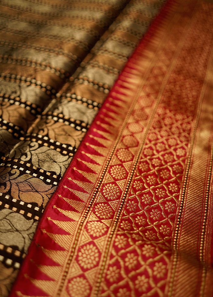 Black Uppada Pure Silk Saree With Blouse Piece - Indian Silk House Agencies