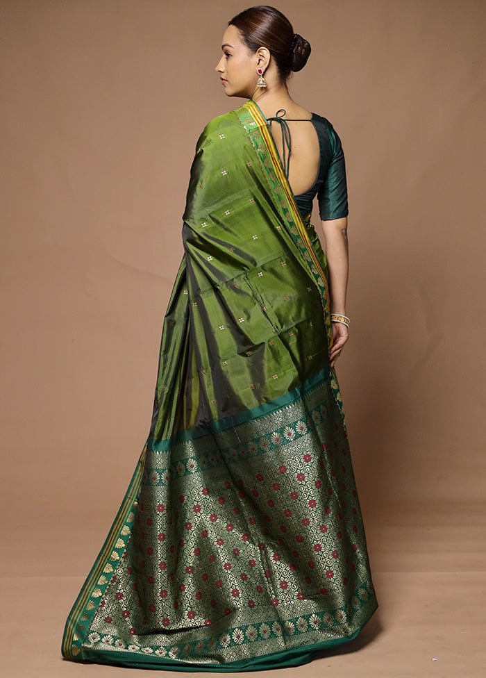 Green Kanjivaram Silk Saree With Blouse Piece