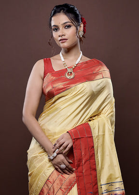 Yellow Kanjivaram Pure Silk Saree Without Blouse Piece