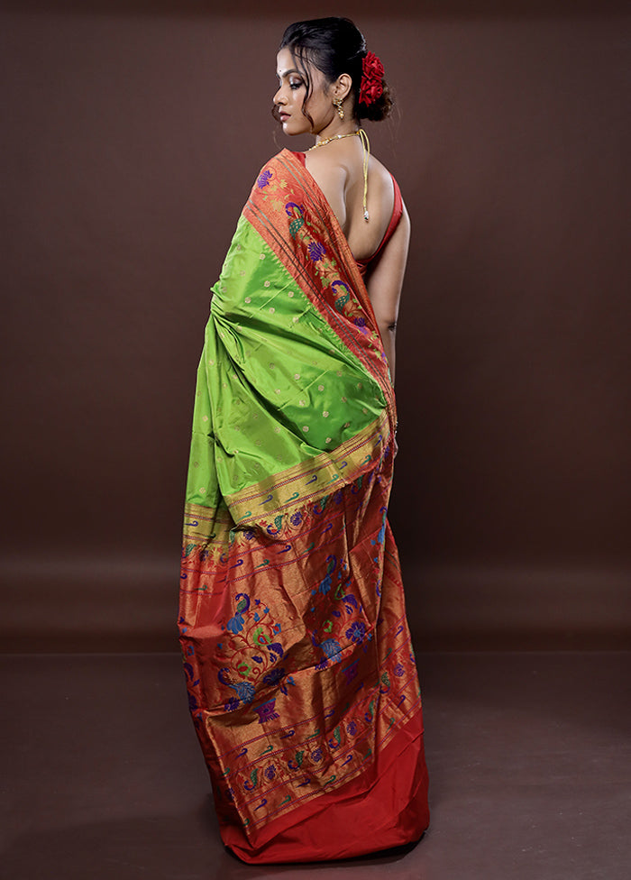 Green Kanjivaram Pure Silk Saree Without Blouse Piece - Indian Silk House Agencies