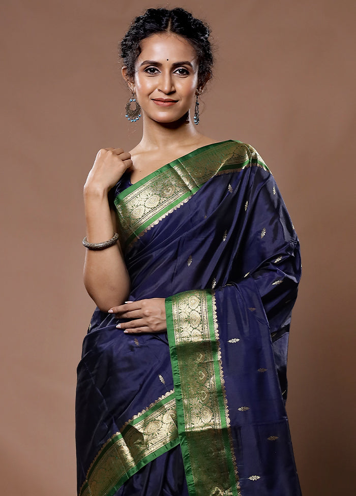 Purple Kanjivaram Silk Saree With Blouse Piece