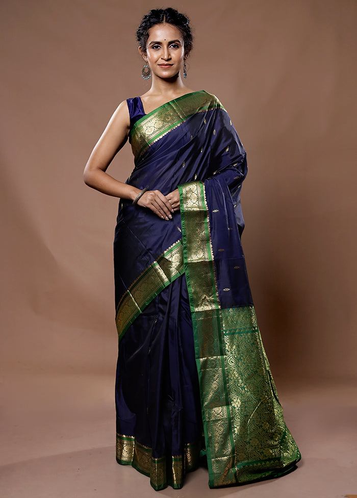 Purple Kanjivaram Silk Saree With Blouse Piece - Indian Silk House Agencies