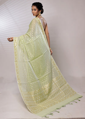 Green Kora Silk Saree With Blouse Piece