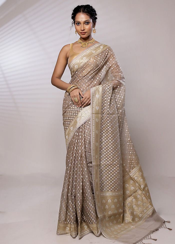 Grey Kora Silk Saree With Blouse Piece - Indian Silk House Agencies