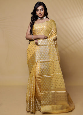 Yellow Organza Saree Without Blouse Piece - Indian Silk House Agencies
