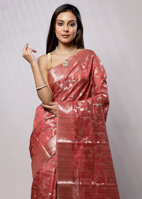 Pink Kora Silk Saree With Blouse Piece