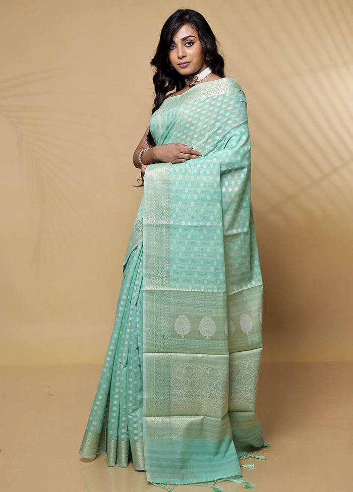 Green Cotton Saree Without Blouse Piece - Indian Silk House Agencies