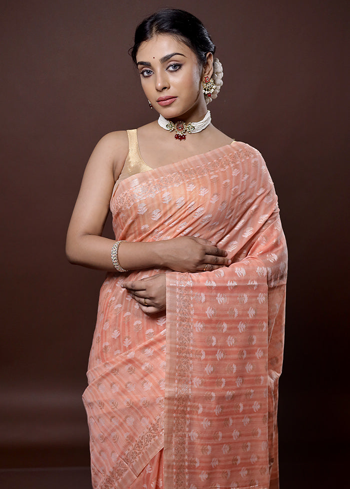 Pink Cotton Saree Without Blouse Piece - Indian Silk House Agencies