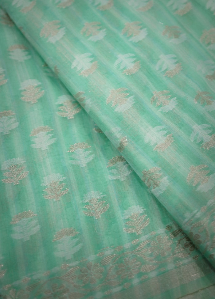 Green Cotton Saree With Blouse Piece - Indian Silk House Agencies