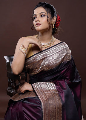 Purple Banarasi Silk Saree Without Blouse Piece - Indian Silk House Agencies