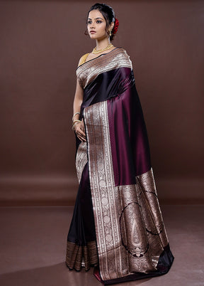 Purple Banarasi Silk Saree Without Blouse Piece - Indian Silk House Agencies