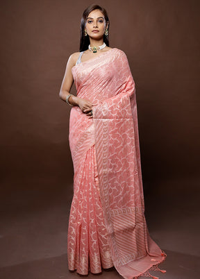 Pink Kora Silk Saree With Blouse Piece - Indian Silk House Agencies