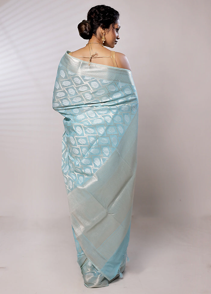 Blue Kora Silk Saree With Blouse Piece - Indian Silk House Agencies